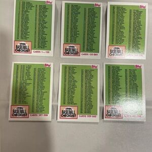 1984 TOPPS base ball cards Complete Check List